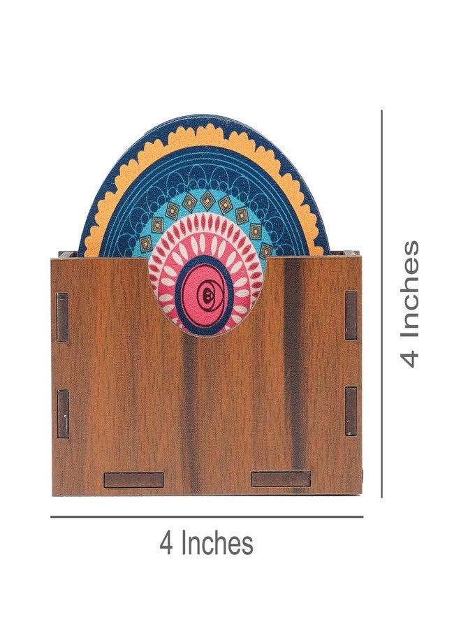 Craftzo Wooden Antique Shape Costers for Tea | Coffee| Drink Mugs |Coaster Set of 6 for Kitchen|Dining Table| Office |Restaurant (Model-9) - Image 3